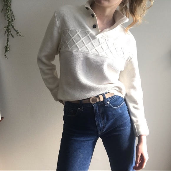 Chaps Sweaters - 🛑SOLD🛑 CHAPS White Knit Henley Sweater